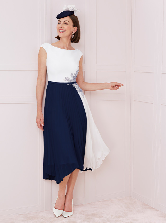 66309 Dress - Ivory/Navy (John Charles)